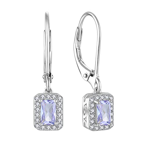 JO WISDOM Damen Hängende Ohrringe Halo Silber 925 mit 3A Zirkonia Juni Geburtsstein Alexandrit Farbe,Ohrhänger Schmuck,Schmuck für Frauen von JO WISDOM