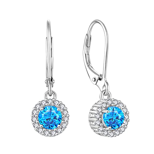 JO WISDOM Damen Hängende Ohrringe Halo Silber 925 mit 3A Zirkonia März Geburtsstein Aquamarin Farbe,Ohrhänger Schmuck,Schmuck für Frauen JO WISDOM Damen Hängende Ohrringe Halo Silber 925 mit 3A Zirkonia März Geburtsstein Aquamarin Farbe,Ohrhänger Schmuck,Schmuck für Frauen von JO WISDOM