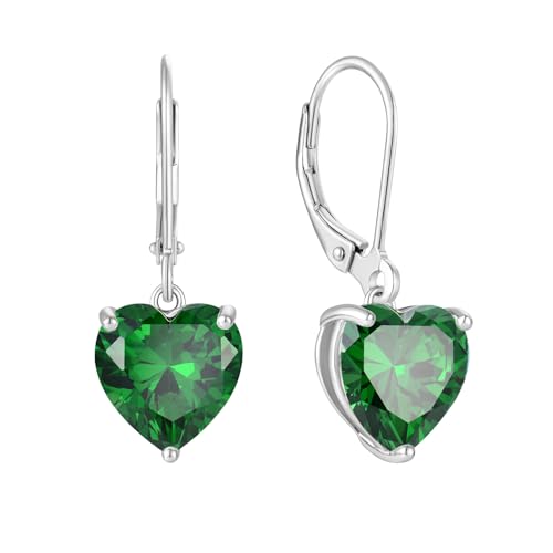 JO WISDOM Damen Hängende Ohrringe Herz Silber 925 mit 3A Zirkonia Kristall Mai Geburtsstein Smaragd Farbe,Schmuck für Frauen JO WISDOM Damen Hängende Ohrringe Herz Silber 925 mit 3A Zirkonia Kristall Mai Geburtsstein Smaragd Farbe,Schmuck für Frauen von JO WISDOM