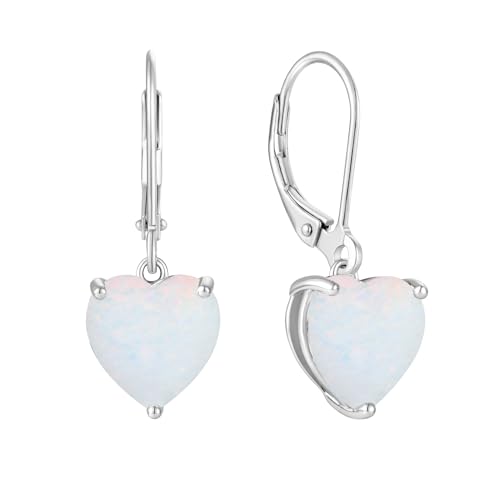 JO WISDOM Damen Hängende Ohrringe Herz Silber 925 mit 3A Zirkonia Kristall Weißes Feuer opal,Schmuck für Frauen von JO WISDOM