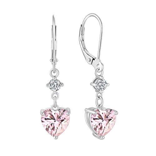 JO WISDOM Damen Hängende Ohrringe Ohrhänger Herz Silber 925 mit 3A Zirkonia Kristall Oktober Geburtsstein Turmalinfarbe,Schmuck für Frauen Frau Mutter sie von JO WISDOM