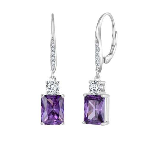 JO WISDOM Damen Hängende Ohrringe Ohrhänger Oval Silber 925 mit Smaragdschnitt 3A Zirkonia Kristall Februar Geburtsstein Amethyst Farbe,Schmuck für Frauen Frau Mutter sie JO WISDOM Damen Hängende Ohrringe Ohrhänger Oval Silber 925 mit Smaragdschnitt 3A Zirkonia Kristall Februar Geburtsstein Amethyst Farbe,Schmuck für Frauen Frau Mutter sie von JO WISDOM