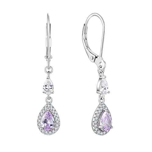 JO WISDOM Damen Hängende Ohrringe Ohrhänger Träne Silber 925 mit 3A Zirkonia Kristall Juni Geburtsstein Alexandrit Farbe,Schmuck für Frauen Frau Mutter sie von JO WISDOM