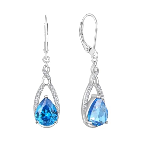JO WISDOM Damen Hängende Ohrringe Ohrhänger Unendlichkeit Träne Silber 925 mit 3A Zirkonia Kristall März Geburtsstein Aquamarin Farbe,Schmuck für Frauen JO WISDOM Damen Hängende Ohrringe Ohrhänger Unendlichkeit Träne Silber 925 mit 3A Zirkonia Kristall März Geburtsstein Aquamarin Farbe,Schmuck für Frauen von JO WISDOM
