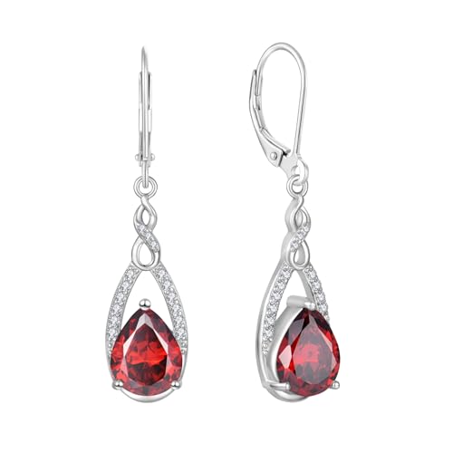 JO WISDOM Damen Hängende Ohrringe Ohrhänger Unendlichkeit Träne Silber 925 mit 3A Zirkonia Kristall Januar Geburtsstein Granatfarbe,Schmuck für Frauen JO WISDOM Damen Hängende Ohrringe Ohrhänger Unendlichkeit Träne Silber 925 mit 3A Zirkonia Kristall Januar Geburtsstein Granatfarbe,Schmuck für Frauen von JO WISDOM