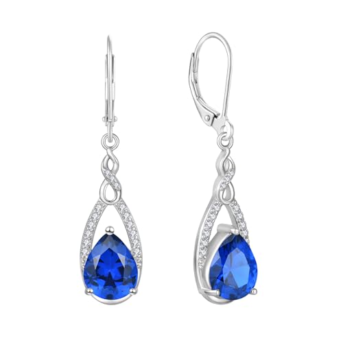 JO WISDOM Damen Hängende Ohrringe Ohrhänger Unendlichkeit Träne Silber 925 mit 3A Zirkonia Kristall September Geburtsstein Saphirfarbe,Schmuck für Frauen JO WISDOM Damen Hängende Ohrringe Ohrhänger Unendlichkeit Träne Silber 925 mit 3A Zirkonia Kristall September Geburtsstein Saphirfarbe,Schmuck für Frauen von JO WISDOM