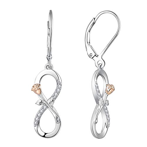 JO WISDOM Damen Hängende Ohrringe Unendlichkeit infinity Rosen Silber 925 mit 3A Zirkonia Kristall,Schmuck für Frauen von JO WISDOM