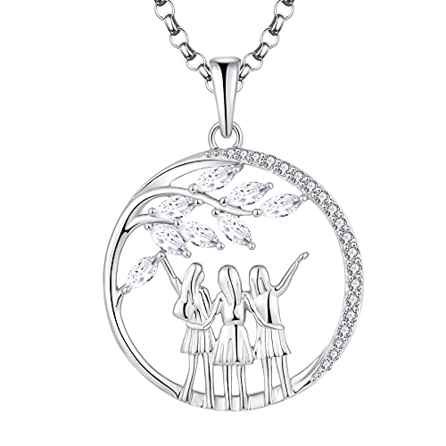 JO WISDOM Damen Halskette Baum des Lebens Sterling Silber 925,Kette Anhänger LebensBaum Immer meine Schwester für immer mein Freund mit 3A Zirkonia,Schmuck für Frauen von JO WISDOM
