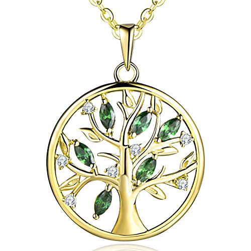 JO WISDOM Damen Halskette Lebensbaum 925 Silber Baum des Lebens Yggdrasil kubischen Zirkonia Münze Kette mit Anhänger von JO WISDOM