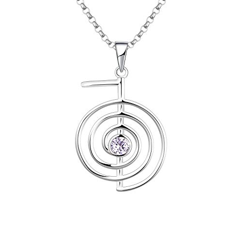 JO WISDOM Damen Halskette Reiki Cho Ku Rei Sterling Silber 925,Kette Anhänger Heilende Energie Yoga Kraft mit 3A Zirkonia June Birthstone Alexandrit Farbe,Schmuck für Frauen von JO WISDOM