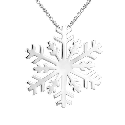 JO WISDOM Damen Halskette Schneeflocken Groß Silber 925 Anhänger Kette,Weihnachten Geschenk,Schmuck für Frauen von JO WISDOM