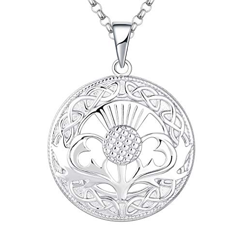 JO WISDOM Damen Halskette Schottische Distel Silber 925,Kette Anhänger Unendlichkeit Knoten Schottland Blume Outlander Schmuck,Schmuck für Frauen JO WISDOM Damen Halskette Schottische Distel Silber 925,Kette Anhänger Unendlichkeit Knoten Schottland Blume Outlander Schmuck,Schmuck für Frauen von JO WISDOM