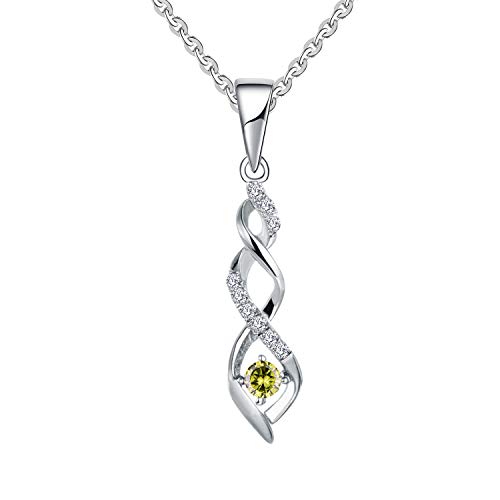 JO WISDOM Damen Halskette Sterling Silber 925,Kette Anhänger Unendlichkeit Infinity mit 3A Zirkonia August Geburtsstein Peridot Farbe,Schmuck für Frauen von JO WISDOM