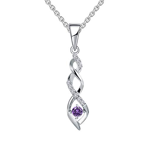 JO WISDOM Damen Halskette Sterling Silber 925,Kette Anhänger Unendlichkeit Infinity mit 3A Zirkonia Februar Geburtsstein Amethyst Farbe,Schmuck für Frauen von JO WISDOM