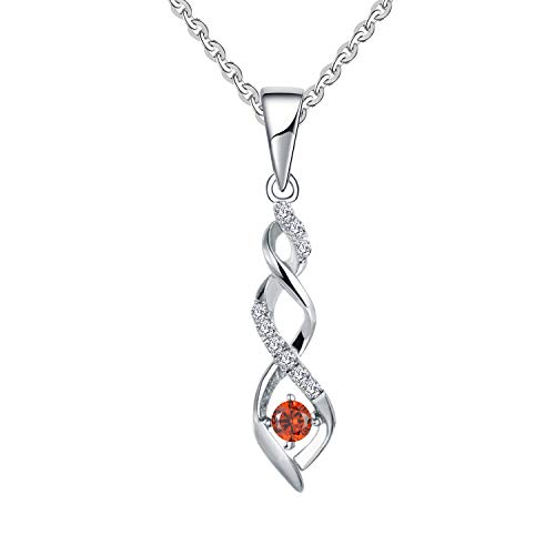 JO WISDOM Damen Halskette Sterling Silber 925,Kette Anhänger Unendlichkeit Infinity mit 3A Zirkonia Januar Geburtsstein Granatfarbe,Schmuck für Frauen von JO WISDOM