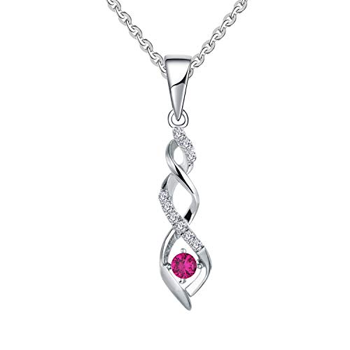 JO WISDOM Damen Halskette Sterling Silber 925,Kette Anhänger Unendlichkeit Infinity mit 3A Zirkonia Juli Geburtsstein Rubinrote Farbe,Schmuck für Frauen von JO WISDOM