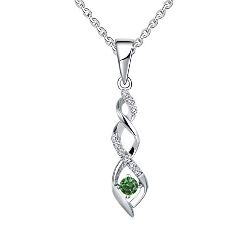 JO WISDOM Damen Halskette Sterling Silber 925,Kette Anhänger Unendlichkeit Infinity mit 3A Zirkonia Mai Geburtsstein Smaragd Farbe,Schmuck für Frauen von JO WISDOM