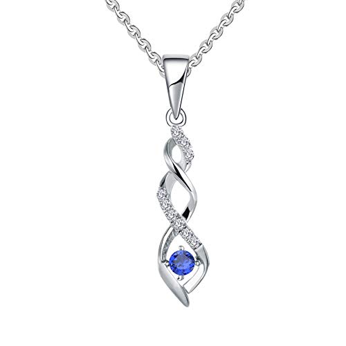 JO WISDOM Damen Halskette Sterling Silber 925,Kette Anhänger Unendlichkeit Infinity mit 3A Zirkonia September Geburtsstein Saphirfarbe,Schmuck für Frauen von JO WISDOM