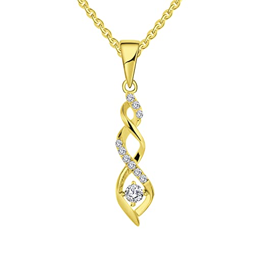 JO WISDOM Damen Halskette Sterling Silber 925,Kette Anhänger Unendlichkeit Infinity mit 3A Zirkonia mit Gelb Vergoldet,Schmuck für Frauen von JO WISDOM