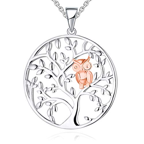JO WISDOM Damen Kette Baum des Leben Eule Silber 925 Halskette Anhänger mit rosévergoldet,Schmuck für Frauen JO WISDOM Damen Kette Baum des Leben Eule Silber 925 Halskette Anhänger mit rosévergoldet,Schmuck für Frauen von JO WISDOM