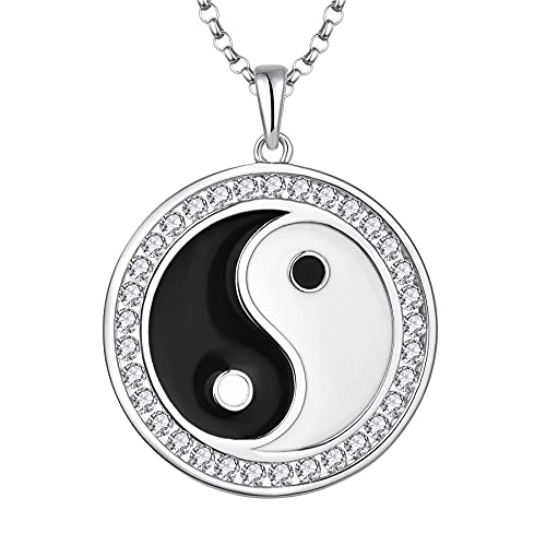 JO WISDOM Damen Kette Silber 925 Halskette Anhänger Yin-Yang Amulett Ohm mit 3A Zirkonia,Schmuck für Frauen von JO WISDOM