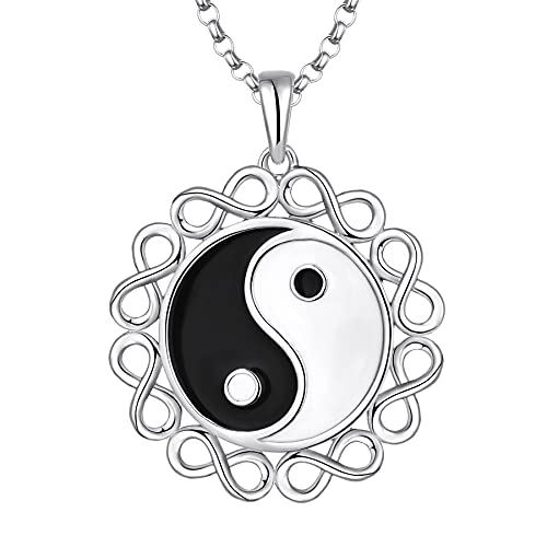 JO WISDOM Damen Kette Silber 925 Halskette Anhänger Yin-Yang Unendlichkeit Amulett Ohm mit 3A Zirkonia,Schmuck für Frauen von JO WISDOM