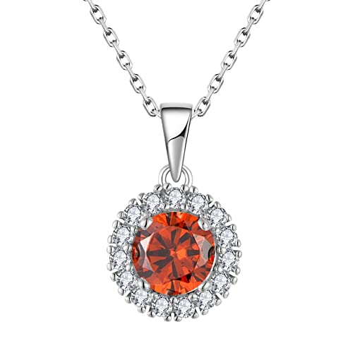 JO WISDOM Damen Kette Silber 925 Halskette Anhänger mit 3A Zirkonia Januar Geburtsstein Granatfarbe,Schmuck für Mutter Tochter Frauen Mädchen von JO WISDOM