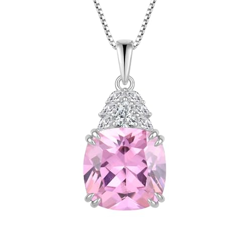 JO WISDOM Damen Kette Silber 925 Kissenschliff Geburtsstein Oktober Turmalin Farbe Anhänger Halskette, Schmuck für Frauen von JO WISDOM