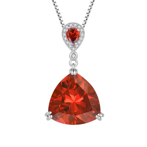 JO WISDOM Damen Kette Silber 925 Trilliantschliff Geburtsstein Anuar Granat Farbe Anhänger Halskette, Schmuck für Frauen von JO WISDOM