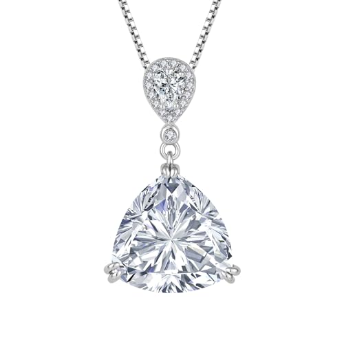 JO WISDOM Damen Kette Silber 925 Trilliantschliff Geburtsstein April Anhänger Halskette, Schmuck für Frauen von JO WISDOM