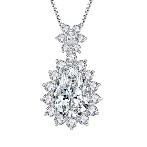 JO WISDOM Damen Kette Silber 925 Tropfenform Geburtsstein April Anhänger Halskette, Schmuck für Frauen von JO WISDOM