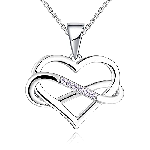 JO WISDOM Damen Kette Unendliches Herz Silber 925,Halskette Anhänger mit 3A Zirkonia Juni Geburtsstein Alexandrit Farbe,Schmuck für Frauen von JO WISDOM