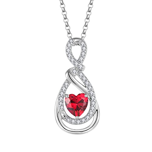 JO WISDOM Damen Kette Unendlichkeit Herz Silber 925,Halskette Anhänger Infinity mit 3A Zirkonia Juli Geburtsstein Rubinrote Farbe,Schmuck für Frauen JO WISDOM Damen Kette Unendlichkeit Herz Silber 925,Halskette Anhänger Infinity mit 3A Zirkonia Juli Geburtsstein Rubinrote Farbe,Schmuck für Frauen von JO WISDOM