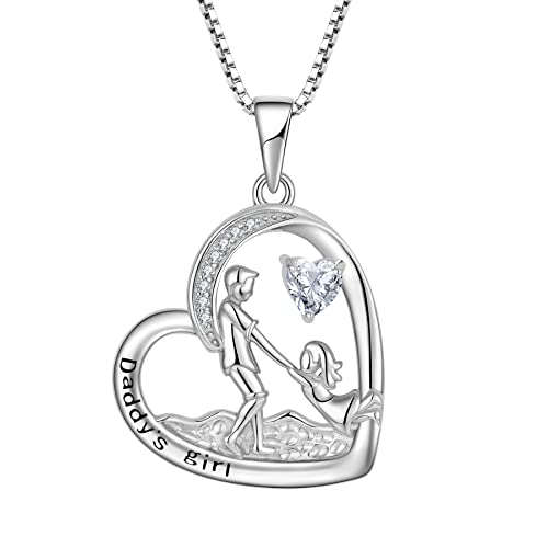JO WISDOM Damen Kette Vater Tochter Silber 925,Halskette Anhänger mit 3A Zirkonia,Schmuck für Frauen von JO WISDOM