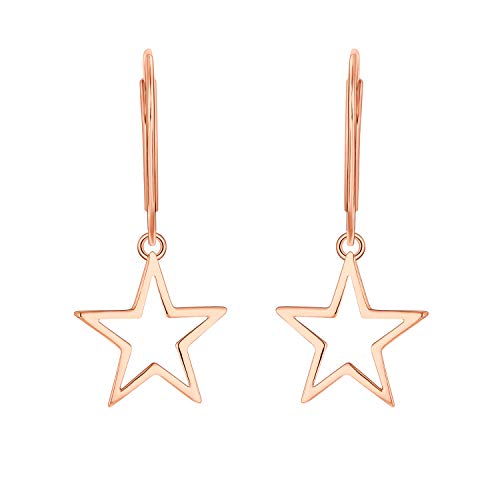 JO WISDOM Damen Ohrhänger Stern Silber 925, Ohrringe Hängende mit rosévergoldet Schmuck für Frauen,Schmuck für Frauen von JO WISDOM