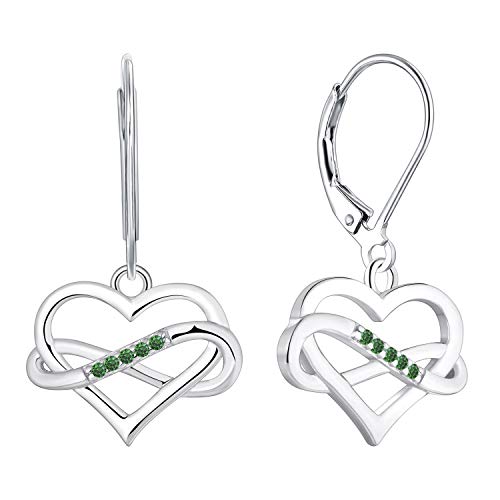 JO WISDOM Damen Ohrhänger Unendlichkeit Herz silber 925,Infinity Ohrringe Hängende mit 3A Zirkonia Mai Geburtsstein Smaragd Farbe,Schmuck für Frauen JO WISDOM Damen Ohrhänger Unendlichkeit Herz silber 925,Infinity Ohrringe Hängende mit 3A Zirkonia Mai Geburtsstein Smaragd Farbe,Schmuck für Frauen von JO WISDOM
