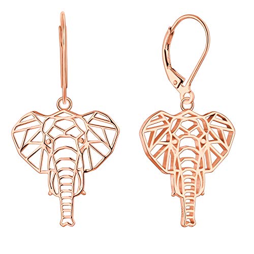 JO WISDOM Damen Ohrringe Elefant Ohrhänger Silber 925,Hängende Tier Schmuck mit Rosévergoldet,Schmuck für Frauen von JO WISDOM