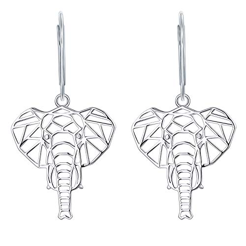 JO WISDOM Damen Ohrringe Elefant Ohrhänger Silber 925,Hängende Tier Schmuck mit Weißgold plattiert,Schmuck für Frauen von JO WISDOM