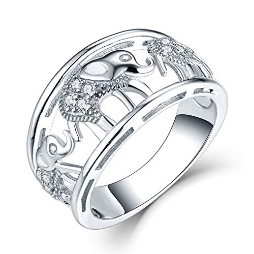 JO WISDOM Damen Ring Breit Silber 925,Ringe Elefanten Lucky Amulett Tierring mit 3A Zirkonia April Birthstone Swarovski Verlobungsring,Schmuck für Frauen JO WISDOM Damen Ring Breit Silber 925,Ringe Elefanten Lucky Amulett Tierring mit 3A Zirkonia April Birthstone Swarovski Verlobungsring,Schmuck für Frauen von JO WISDOM