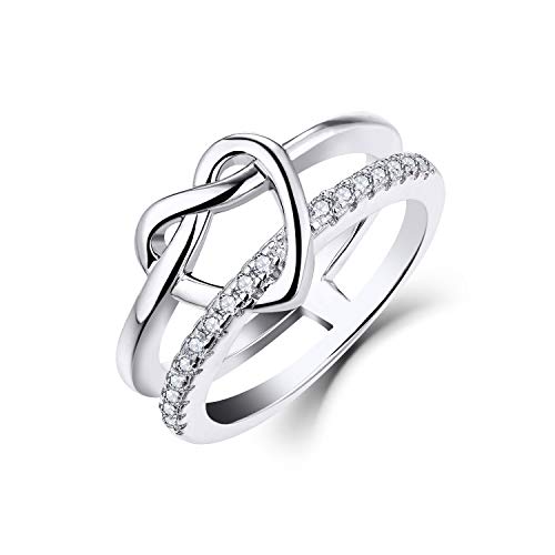 JO WISDOM Damen Ring Herz Breit Silber 925 Ringe Unendlichkeit mit 3A Zirkonia Swarovski Verlobungsring,Schmuck für Frauen von JO WISDOM