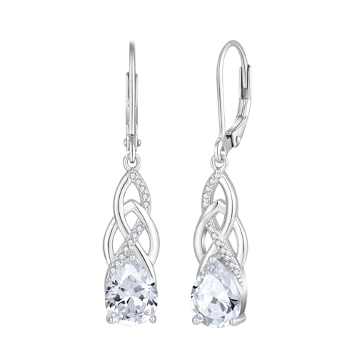JO WISDOM Damen Unendlichkeits Ohrringe mit keltischem Knoten, Silber 925 hängend Ohrhänger Geburtsstein April Irischer Schmuck für Frauen JO WISDOM Damen Unendlichkeits Ohrringe mit keltischem Knoten, Silber 925 hängend Ohrhänger Geburtsstein April Irischer Schmuck für Frauen von JO WISDOM