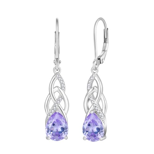 JO WISDOM Damen Unendlichkeits Ohrringe mit keltischem Knoten, Silber 925 hängend Ohrhänger Geburtsstein Juni Alexandrit Farbe Schmuck für Frauen von JO WISDOM