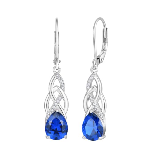 JO WISDOM Damen Unendlichkeits Ohrringe mit keltischem Knoten, Silber 925 hängend Ohrhänger Geburtsstein September Saphir blau Schmuck für Frauen JO WISDOM Damen Unendlichkeits Ohrringe mit keltischem Knoten, Silber 925 hängend Ohrhänger Geburtsstein September Saphir blau Schmuck für Frauen von JO WISDOM