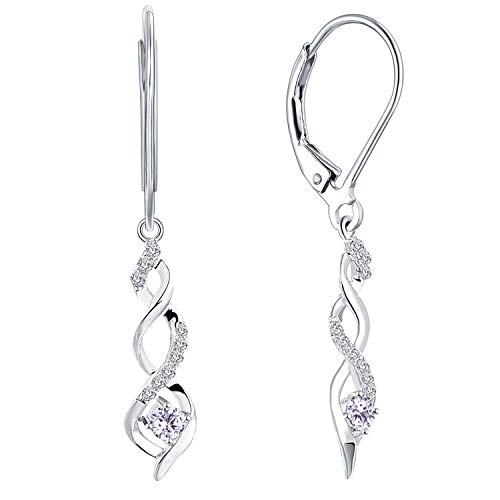 JO WISDOM Damen hängende ohrringe Unendlichkeit infinity silber 925 mit 3A Zirkonia Kristall Juni Geburtsstein Alexandrit Farbe,Schmuck für Frauen von JO WISDOM
