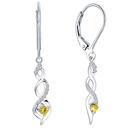 JO WISDOM Damen hängende ohrringe Unendlichkeit infinity silber 925 mit 3A Zirkonia Kristall November Geburtsstein Citrinfarbe,Schmuck für Frauen von JO WISDOM