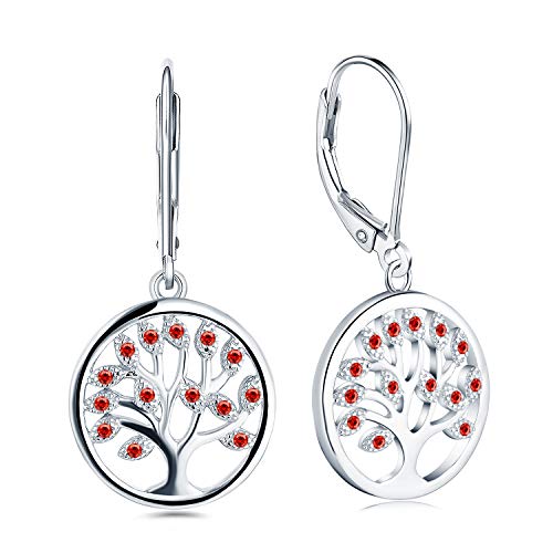 JO WISDOM Damen hängende ohrringe baum des lebens silber 925 mit 3A Zirkonia,Schmuck für Frauen von JO WISDOM