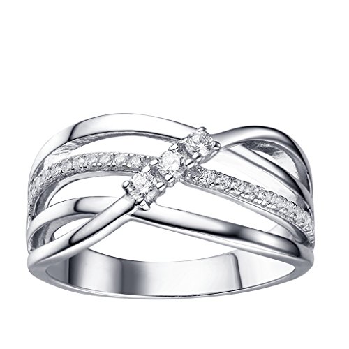 JO WISDOM Damen ring breit silber 925 mit 3A Zirkonia swarovski Verlobungsring,Schmuck für Frauen von JO WISDOM