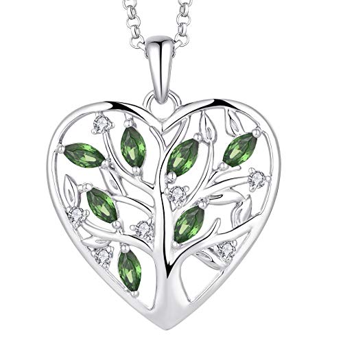 JO WISDOM Halskette Herz Baum Des Lebens,Kette Anhaenger Silber 925 Lebensbaum Familie Anhänger Halskette mit 3A Zirconia Mai Geburtsstein Smaragd Farbe,Schmuck für Frauen JO WISDOM Halskette Herz Baum Des Lebens,Kette Anhaenger Silber 925 Lebensbaum Familie Anhänger Halskette mit 3A Zirconia Mai Geburtsstein Smaragd Farbe,Schmuck für Frauen von JO WISDOM