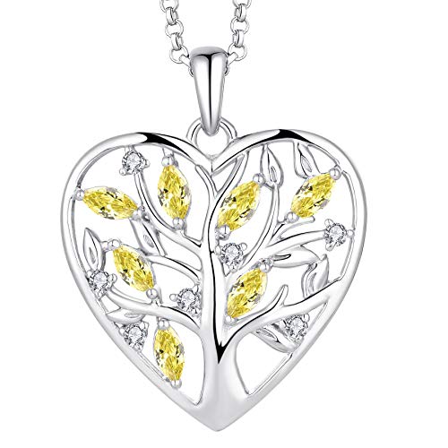 JO WISDOM Halskette Herz Baum Des Lebens,Kette Anhaenger Silber 925 Lebensbaum Familie Anhänger Halskette mit 3A Zirconia November Geburtsstein Citrinfarbe,Schmuck für Frauen JO WISDOM Halskette Herz Baum Des Lebens,Kette Anhaenger Silber 925 Lebensbaum Familie Anhänger Halskette mit 3A Zirconia November Geburtsstein Citrinfarbe,Schmuck für Frauen von JO WISDOM