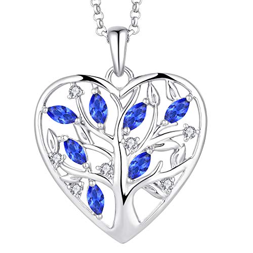 JO WISDOM Halskette Herz Baum des Lebens,Kette Anhaenger Silber 925 Lebensbaum Familie Anhänger Halskette mit 3A Zirconia September Geburtsstein Saphirfarbe,Schmuck für Frauen JO WISDOM Halskette Herz Baum des Lebens,Kette Anhaenger Silber 925 Lebensbaum Familie Anhänger Halskette mit 3A Zirconia September Geburtsstein Saphirfarbe,Schmuck für Frauen von JO WISDOM